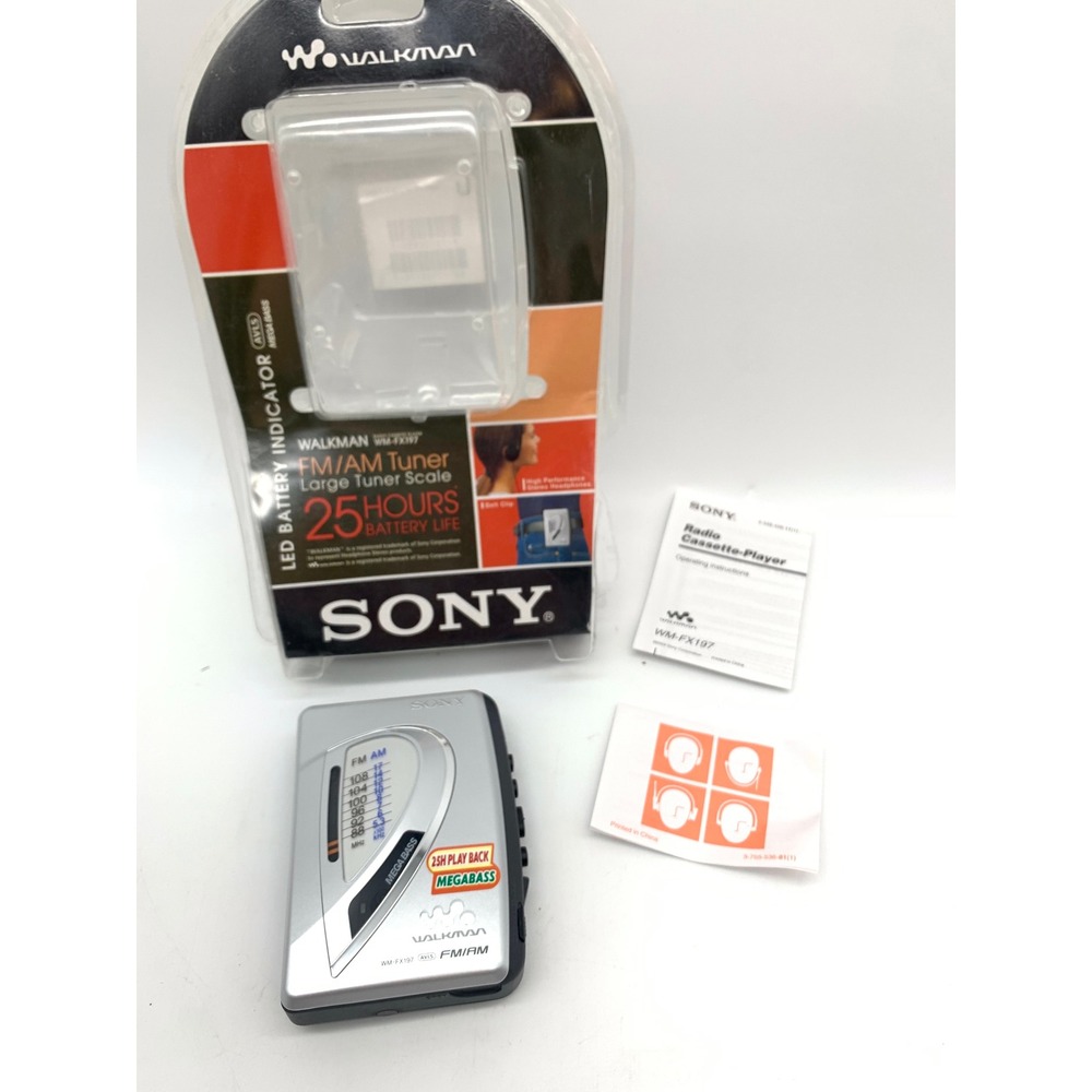 Sony Walkman WM-FX197 Cassette Player Silver FM AM Tuner Mega Bass New Open Box